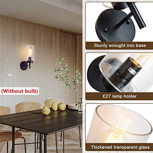 SISVIV Rétro Applique Murale Intérieur Vintage Lampe Murale Industriel Lampe de Mur Verre E27 pour Bar, Cuisine, Restaurant, Couloir, Salle de Bains Noir - Image 3