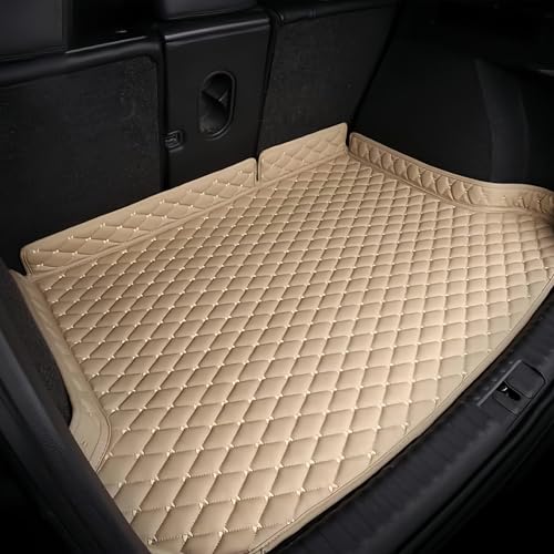 Car Trunk Mat for Opel Corsa (C) 2000-2006, Custom Cargo Mat Waterproof Anti-Slip All Weather Protection Leather Material Car Boot Liner,Beige