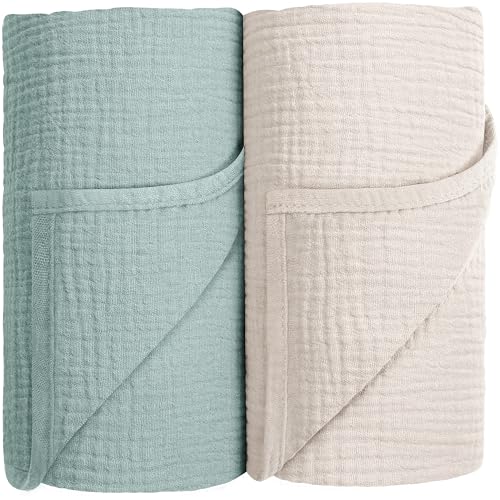 Image of Susurration Muslin Swaddle Blanket Baby,100% Cotton Baby Receiving Blanket Soft Thin Swaddle Blanket for Unisex Newborn 40x40in 2Pack (Light Green)