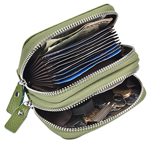 Woogwin Damen Kreditkartenetui RFID Secure Klein Etui Echtleder - Gr�n - Small Cover