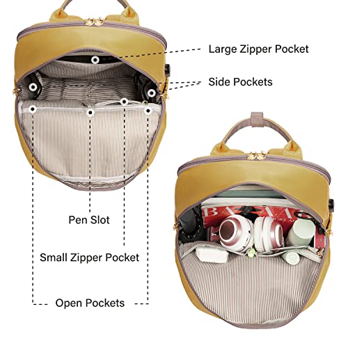 Image of LOVEVOOK Laptop Backpack for Women Girls, 15.6 Inch Waterproof Computer Backpack Student School Cute Bookbag Computer Bag, Grey & Yellow, 15.6 Inch, Travel Backpacks