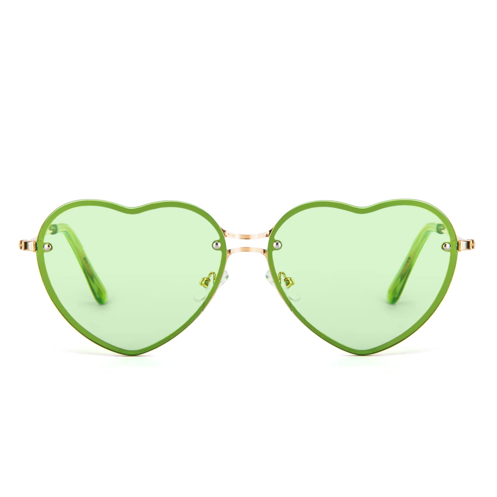 PARTY GO Heart Shape Sunglasses Woman Fashion Rimless Sunglasses UV400 Party Glasses