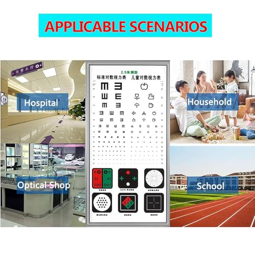LED Eye Chart Light Box, Multifunctional Ultra-Thin E-Shaped Eye Chart with Red Green Sight Mark & Astigmatism Sight Mark, Constant Light Source for Schools, Clinics, Family,5M