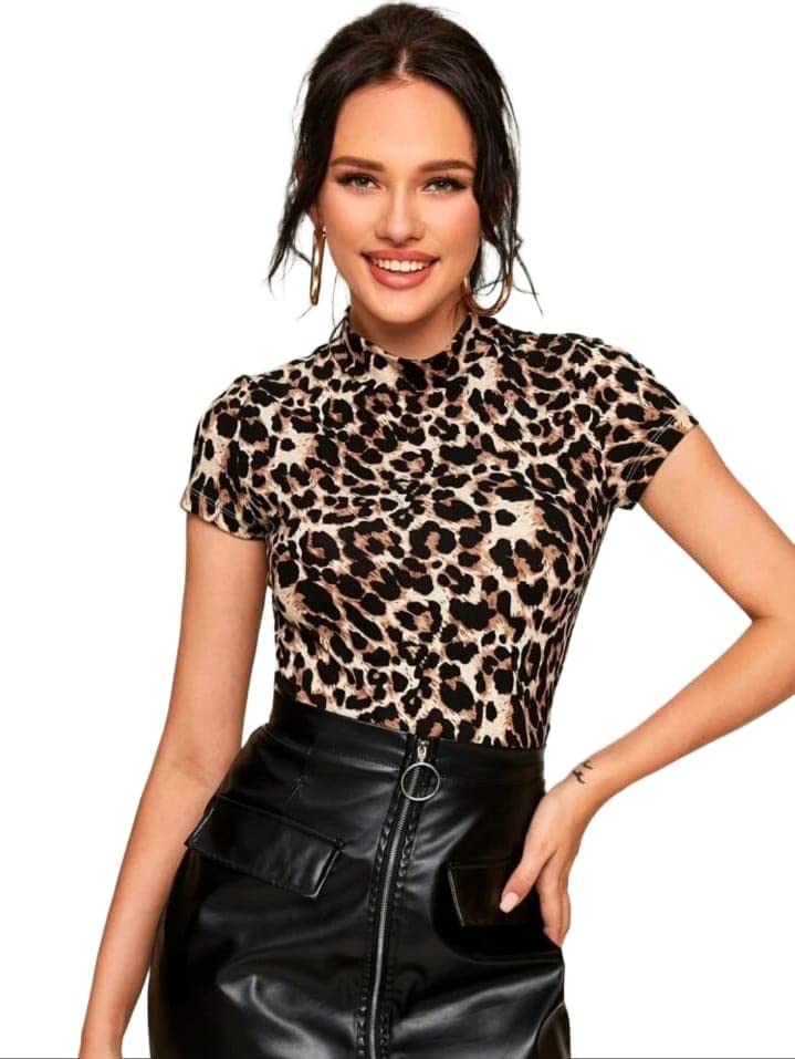Dream Beauty FashionWomen's High Neck Casual Solid Top Half Sleeve
