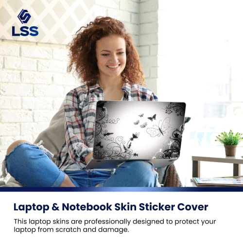 Image of LSS 15 15.6 Inches Laptop Notebook Skin Sticker with 2 Wrist Pads - Reusable Cover Protector Vinyl Sticker Cover Decal Fits 13 inch - 16 inch HP Asus Acer Samsung - Butterfly Contrast Fade