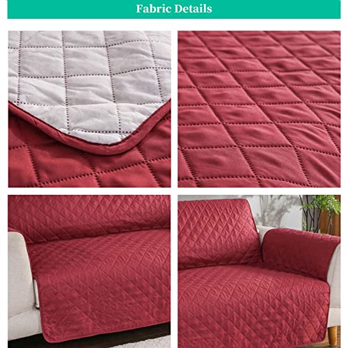 Cubierta de sofá de 2 plazas impermeable y funda protectora roja para reposabrazos 6