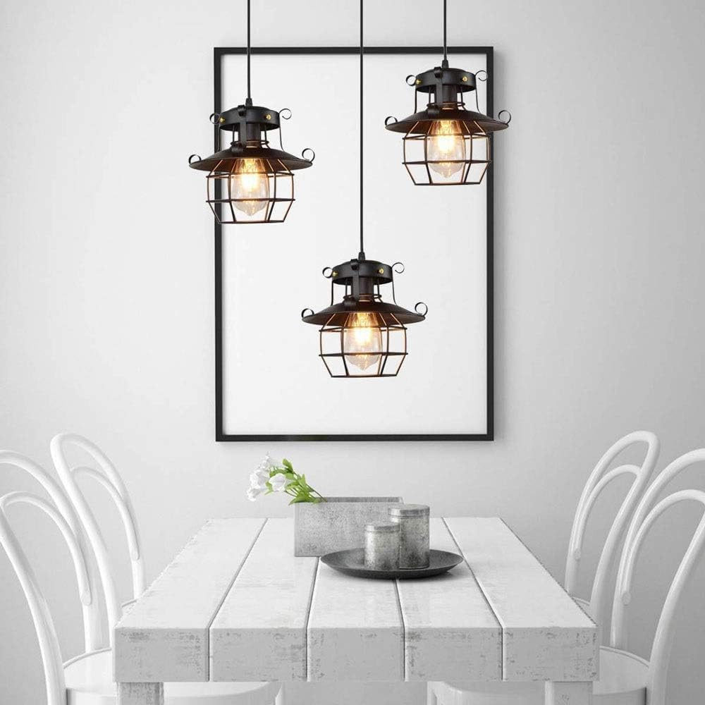 Light Metal Ceiling Light Chandelier Industrial Light Fixtures Wrought Iron Cage Droplight Retro Loft Restaurant Hanging Lamp,Chandeliers