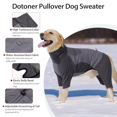 Dotoner Winter Hundemantel mit Beinen, Elastischer Hundejacke Hund-Overall Fleecefutter Warm, Winddichte Hund Wintermantel mit Geschirrloch für kleine, mittelgroße und große Hunde