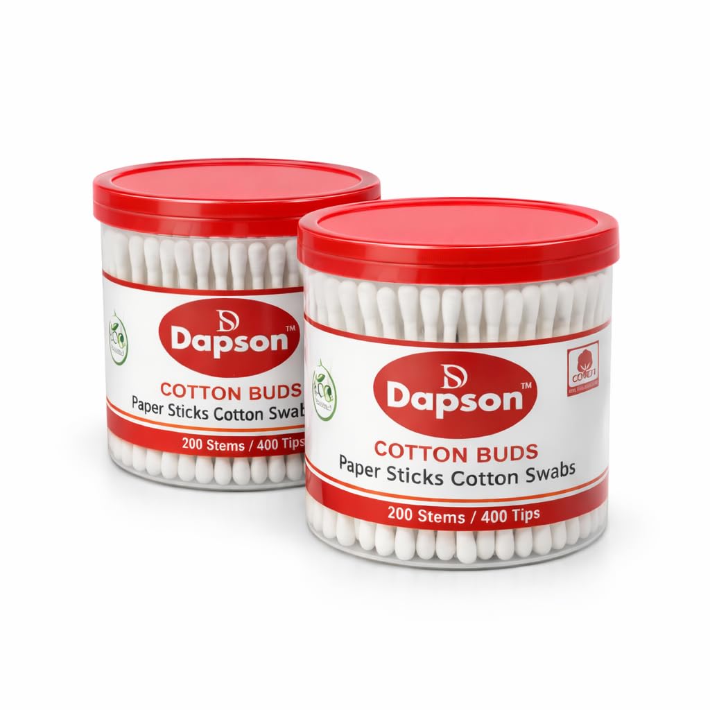 Dapson Cotton Buds, Paper Stick Cotton Swabs, 200 Stems, Pack of 2-image-48