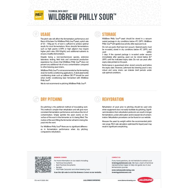 Miniatura 3 de Lallemand Wildbrew Philly Sour 0.39 oz - Levadura productora de ácido láctico para cerveza agria casera - Producción de ácido láctico y alcohol en