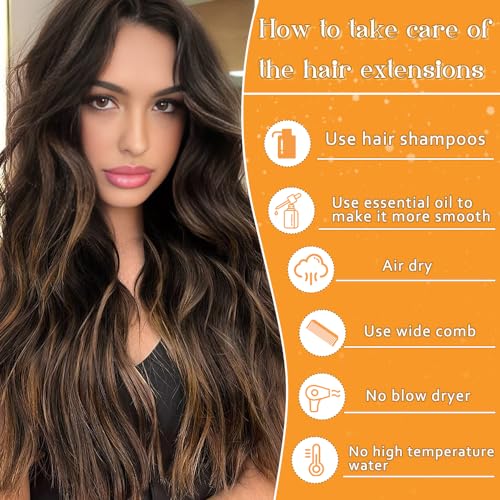 Image of YDDM Tape in Hair Extensions Human Hair Balayage Natural Black to Chestnut Brown 22 Inch 40pcs 100% Remy Human Hair Straight Invisible Seamless Tape in Hair Extensions(1B /1B /6#, 22 Inch, 40pcs)
