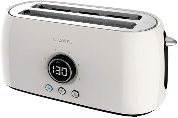 Cecotec Tostadora Digital ClassicToast 15000 Beige Extra Double. 1500 W, Capacidad para 4 Tostadas, 2 Ranuras Largas extraanchas, 3 Funciones, Luz LED, Incluye Varillas superiores