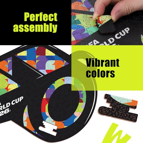 Image of FIFA World Cup 2026 Wooden Puzzles - 5MM Thick Officially Licensed Poster Puzzles - Premium World Cup 2026 Merchandise, Gift for Football Fan, Jigsaw Puzzle for Adult (FWC 26 Whistle, 200Pcs) | Wooden Jigsaw Puzzle