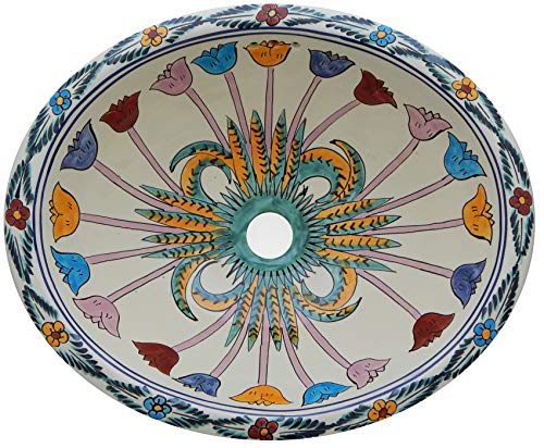 Mexican Sink Bathroom Handmade Sink Hand Painted 21 x 17#