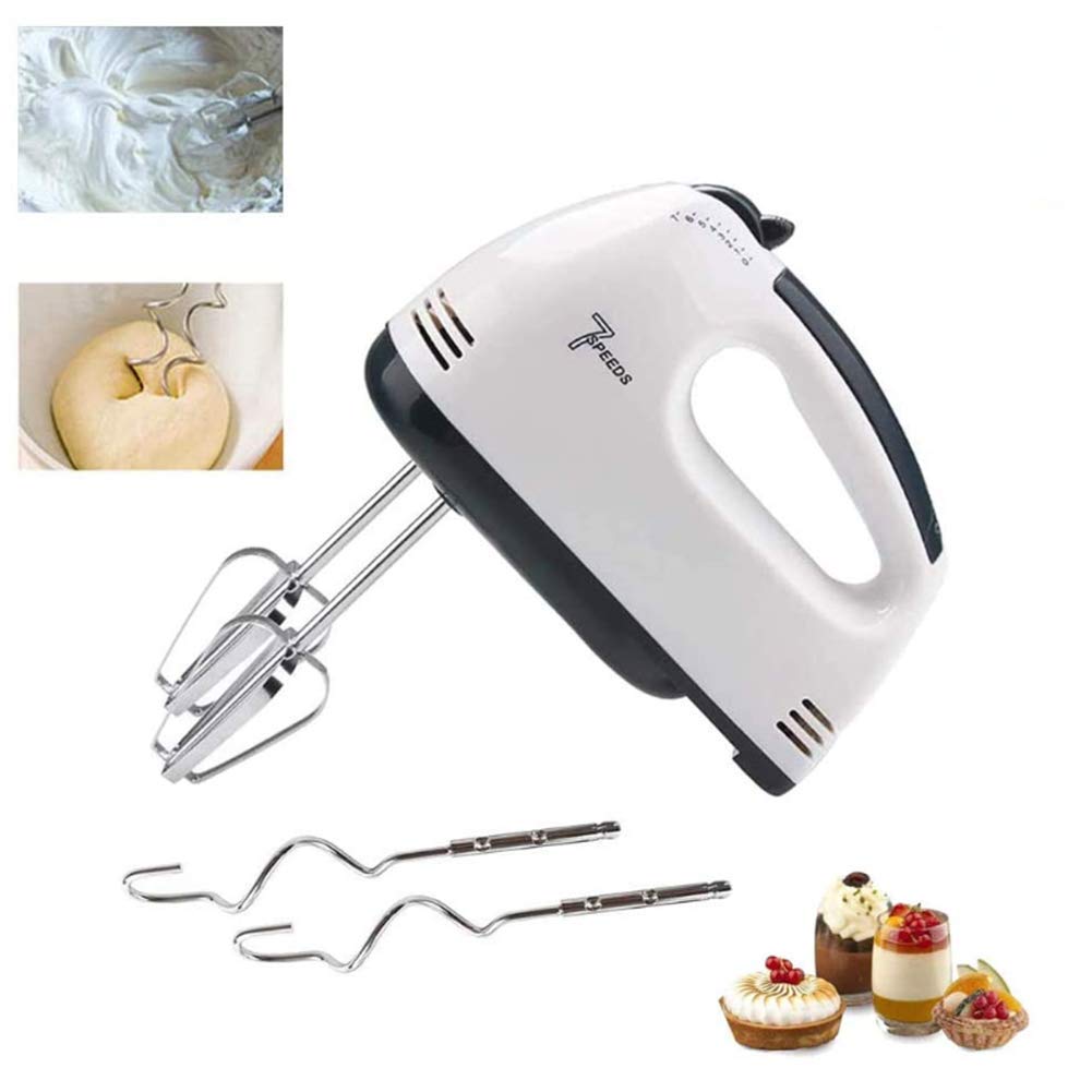 Frullino per Alimenti Frusta Portatile Leggera a 7 velocità con 2 * fruste, 2 * Ganci per Impasto Robot da Cucina per Cottura in Cucina Torta Gelato Frullatore Elettrico a Mano