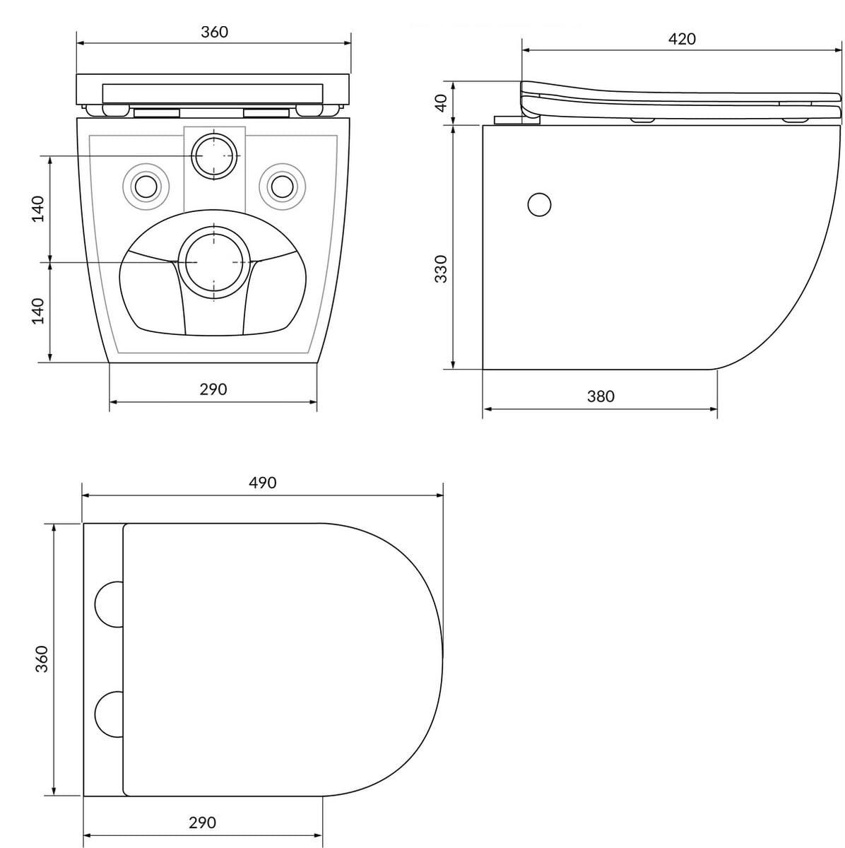 WC Suspendu Rimoff Blanc – Avec Couvercle Soft Close et robinet bidet pour Eau - Kit de Montage Mural Inclus
