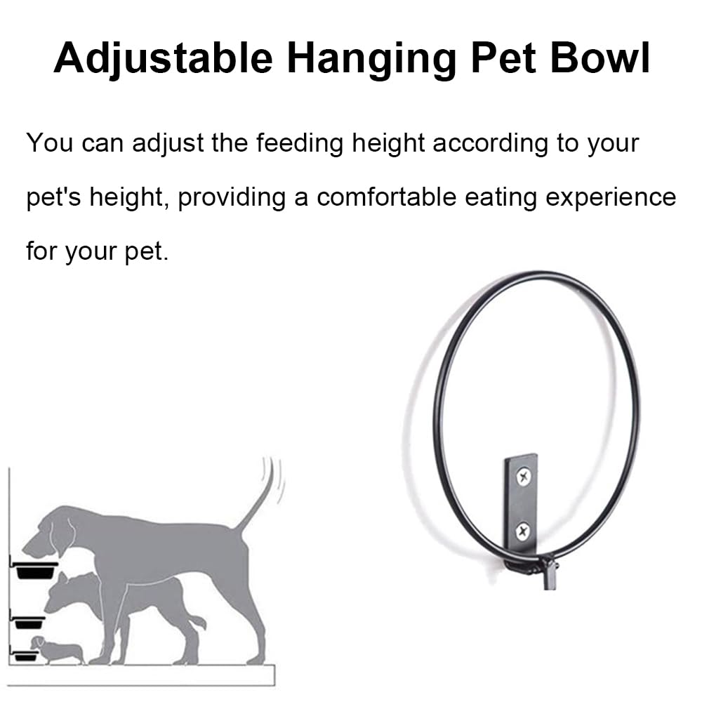 Lot de 2 gamelles murales pour chien avec support suspendu, mangeoire en acier inoxydable, 30 x 7 cm