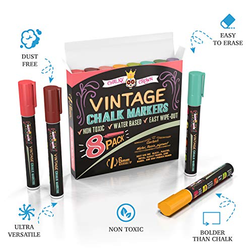 Image of CHALKY CROWN Liquid Chalk Markers - Vintage Colors - 8 Pack, 6mm