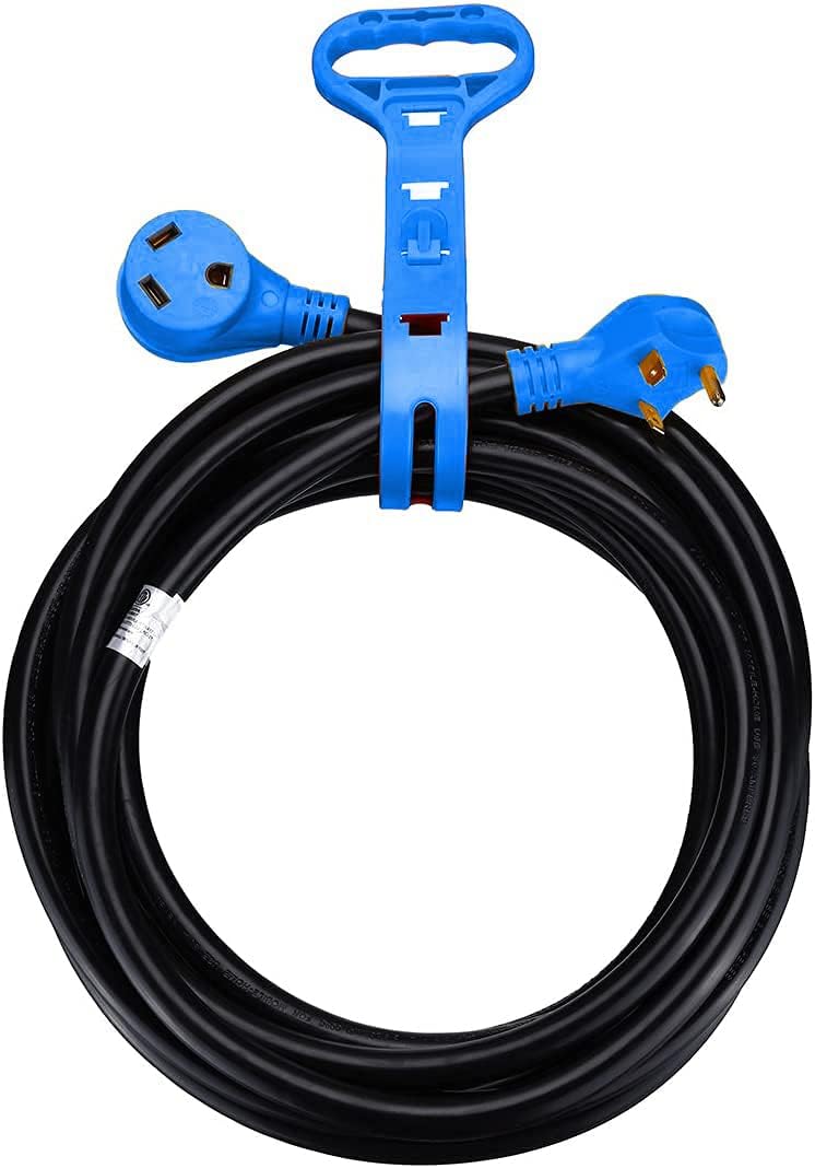 Miady 30ft 30Amp Heavy Duty RV Extension Cord, Easy Unplug Design with Cord Organizer, 10 Gauge, ETL Listed