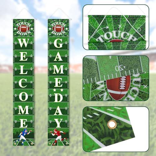 Image of Hooqict Football Decorations Porch Sign Banner Football Door Decorations Sign Party Banner Garland for Sport Theme Game Day Tailgate Party Supplies