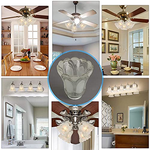 Anmire 2 Pack Clear Frosted Flower Glass Shade, Bell Shaped Light Fixture Replacement Globe Or Cover With 2-1/8-Inch Fitter For Ceiling Fan Light Chandelier Wall Sconce, G0015 #TOP2