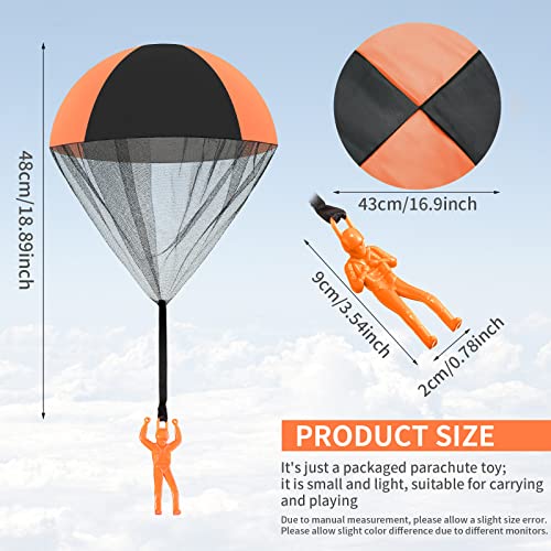Skylety Fallschirm Spielzeug Soldaten Handwurf Armee Männer Spielzeug Fallschirm Handwurf Spielzeug Verwicklungsfreies Outdoor Fliegendes Spielzeug für Jungen und Mädchen (Orange Schwarz)