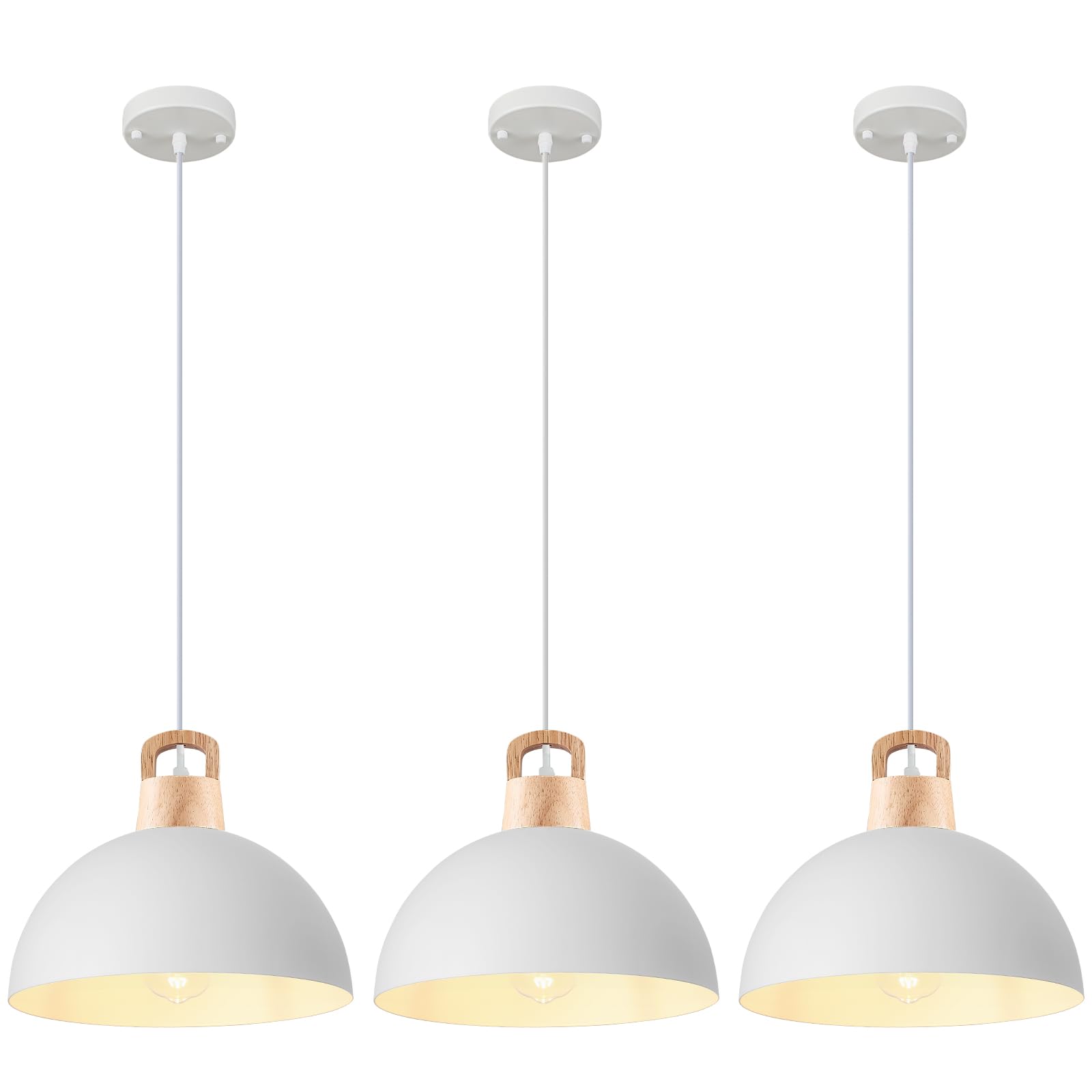 Photo 1 of SESIMENT Farmhouse Pendant Light; 3 Packs 11.8 inch White Pendant Light; Kitchen Pendant Lights; Industrial Pendant Lighting; Pendant Lights Kitchen Island for Bedroom; Living Room; Library; Office