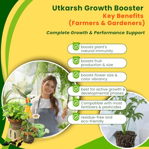 Image of Utkarsh Growth Booster - Liquid Red Seaweed Extract, Plant Growth Promoter, Organic Plant Tonic for Healthy Plants, Strong Roots, More Flowers & High Yield | Indoor & Outdoor Use - 1 Liter; Pack of 1
