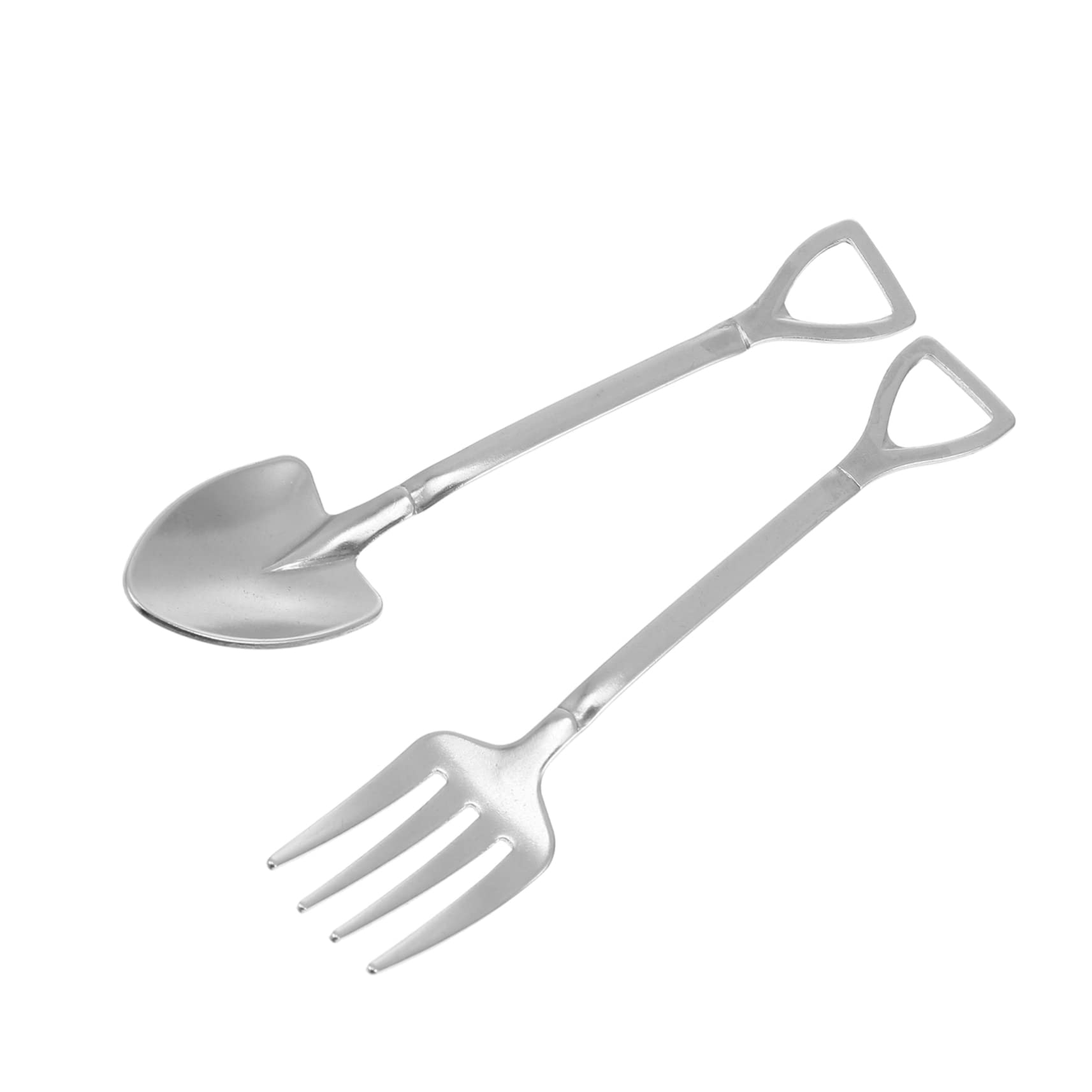 COLLBATH 2pcs Spoon Fork Food Spoon Mini Spoons Shovel Design Spoon Spoons Cocktail Tasting Forks Stainless Flatware Decorative Serving Spoons Design Fork Stainless Steel Silver