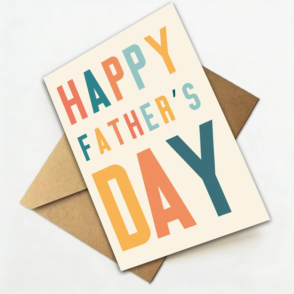 Biglietto per la festa del papà per papà, regalo per la festa del papà, con busta kraft e adesivo dorato
