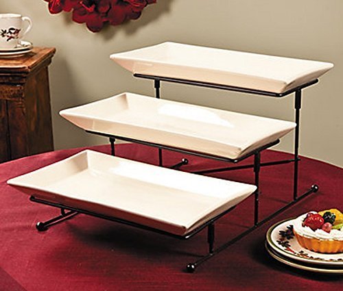 3 Tier Gourmet Serving Tray Set Elegant Serveware Tableware With Platters by 3 Tier