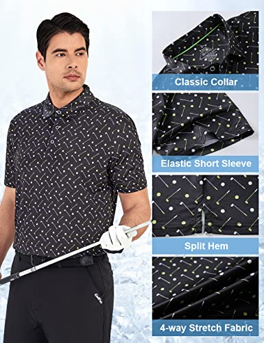 Hodaweisolp Golf Shirts for Men Dry Fit Print Moisture Wicking Performance Short Sleeve Polo Shirt - Image 4