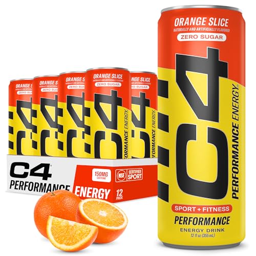Image of C4 Performance Energy Drink | Zero Sugar Carbonated Preworkout Energy | 150mg Caffeine with Beta Alanine | Orange Slice | 12 Fl Oz (12 Pack)
