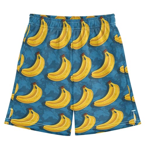 senya Boys Athletic Short Yellow Bananas Cartoon Soft Pants Summer Shorts Bottoms with Pocket