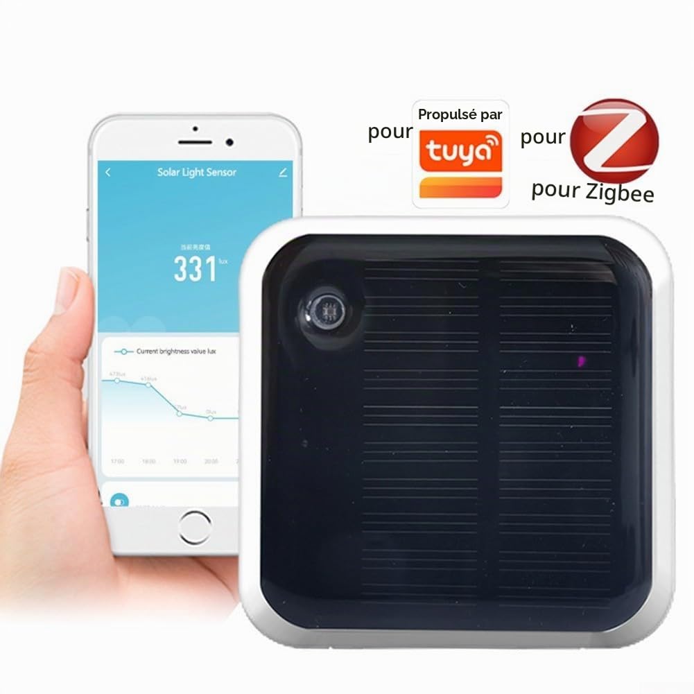 Capteur de lumière à énergie solaire, pour capteur de lumière Zigbee, capteur de luminosité extérieure IP65 avec charge solaire, pour intégration de maison intelligente