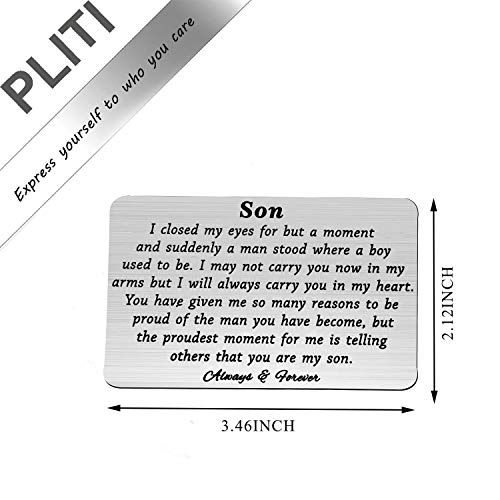 PLITI To My Son Wallet Card Proud of You Gifts I Closed My Eyes for A Moment Engraved Wallet Card for Son (closed eye son)2