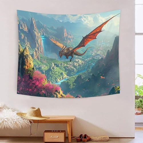 Tapisserie murale dragon ailes 3D grand tissu decoration pour masquer les murs abimes