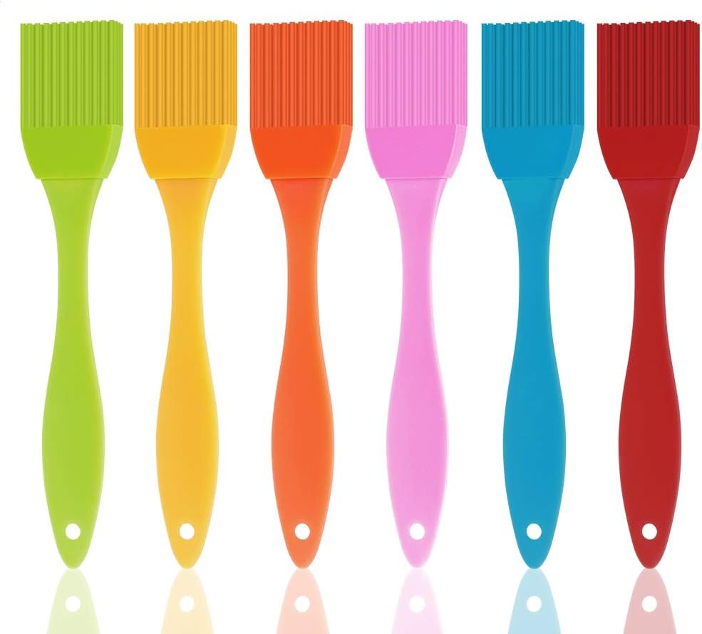 6PCS Small Silicone Basting & Pastry Brushes, Suitable for BBQ Meat，Cakes, Pastries, Basting/Oil Brush, Smearing and Marinating. Rrandom Color