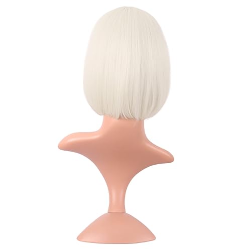 Miniatura 42 de MapofBeauty 12 pulgadas/11.8 in moda señora recta recta sintética flequillo Bob peluca (negro mezclado marrón)