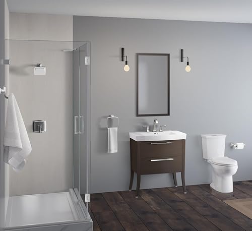 Miniatura 2 de American Standard 606AA002.020 H2Option Inodoro de dos piezas con asiento de inodoro y anillo de cera, parte delantera alargada, altura de la silla,