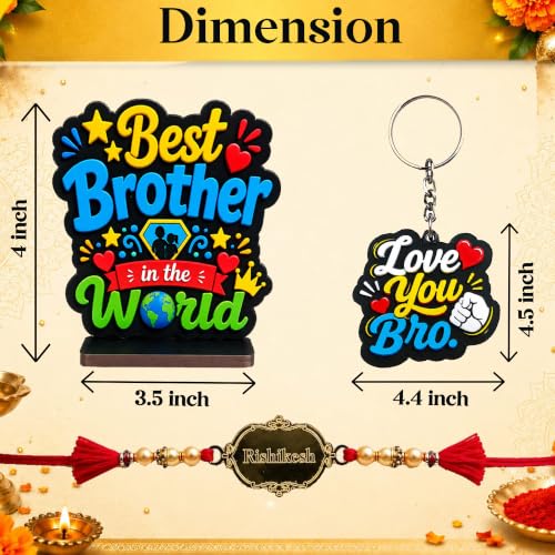 Image of SWAGSTATION Rakhi Combo for Brother, Evil Eye Rakhi with Guardian Bell Evil Eye Keychain, Love You Bro Fridge Magnet, Greeting Card & MDF Gift Box, Raksha Bandhan Gift Set