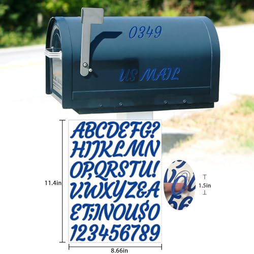 Image of 510 Pieces 10 Sheets Letter Stickers,Self Adhesive Waterproof Mailbox Numbers Stickers,Alphabet Decals for DIY,Bulletin Board,Window,Door,Sign,Bike,Car,Laptop,Scrapbook(Blue, 1.5 Inch)