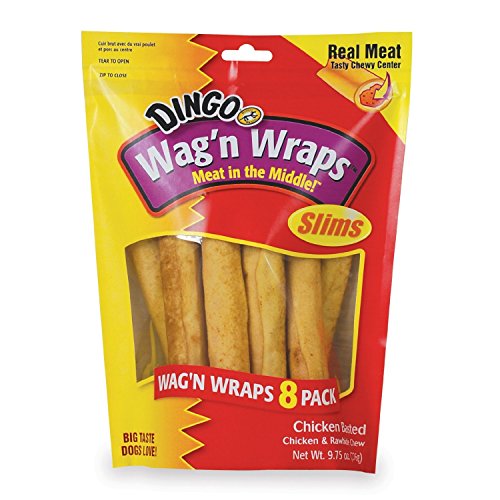 Dingo Wag'N Wraps Slims Rawhide For All Dogs, 8-Count - P-34009