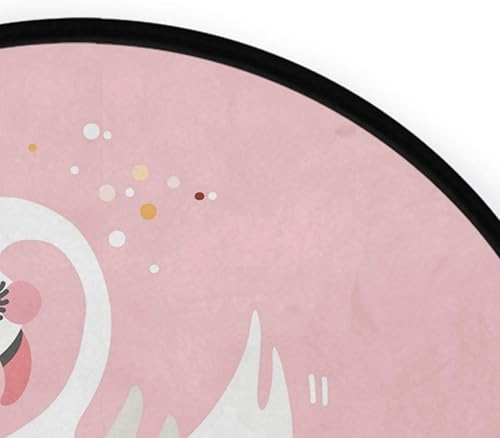 Miniatura 4 de Sweet Cute - Alfombra redonda de cisne de dibujos animados de cisne rosa y dorado, alfombra suave y cómoda con respaldo antideslizante para