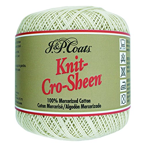 Coats Crochet Knit-Cro-Sheen Crochet, Cotton Size 10, New Ecru