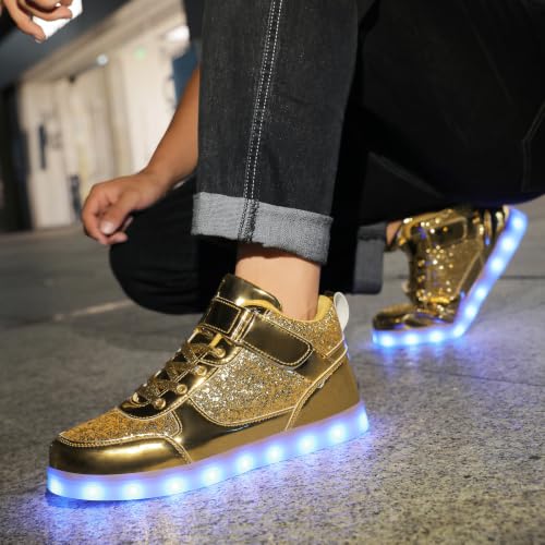 Image of SANYES LED Light Up Shoes for Men Women, USB Rechargeable High Top Glowing Sneakers, Luminous Dancing Shoes
