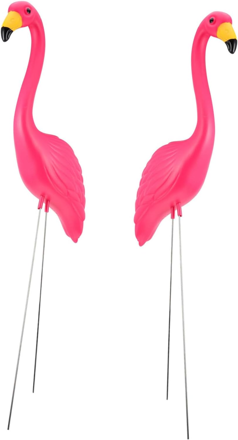 2Pcs Pink Flamingo Lawn Stake Durable Outdoor Garden Decor for Sturdy Fake Flamingo Statues for Home Decoration and Photography for Friends