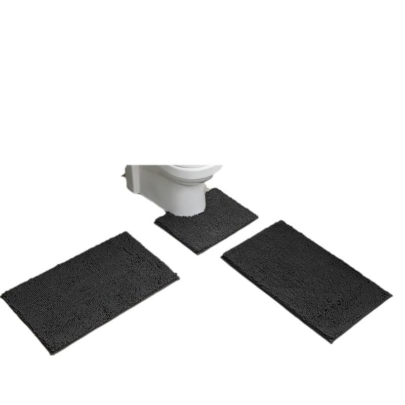 Tapis de bain chenille absorbant ensemble 3 pièces doux wc