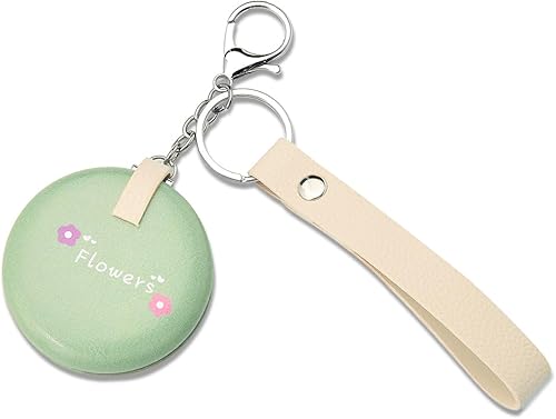 Mini llavero de espejo compacto con aumento, espejo plegable de viaje, pequeño espejo de maquillaje portátil con llavero de mano, pequeño, redondo,