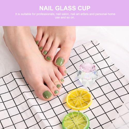 Vaso de cristal para uñas con tapa hexagonal rosa miniatura 6